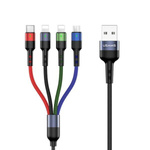 USAMS Kabel pleciony U26 4w1 0.35m 2A Fast Charge (2xlightning/microUSB/USB-C) SJ411USB01 (US-SJ411)