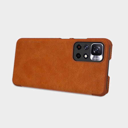 Nillkin Qin Case Case für Xiaomi Poco M4 Pro 5G Kameraschutz Holster Cover Flip Cover Braun