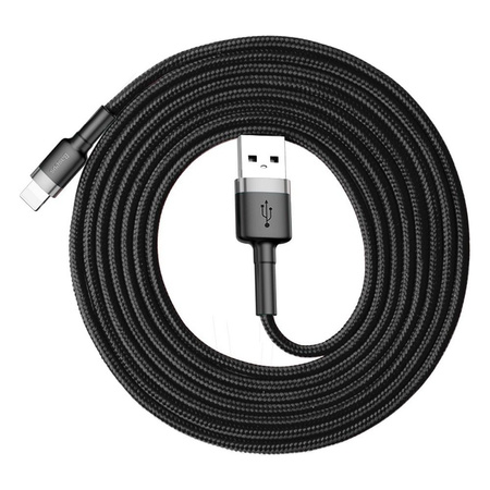 Baseus Cafule Cable wytrzymały nylonowy kabel przewód USB / Lightning QC3.0 2A 3M czarno-złoty (CALKLF-RV1)