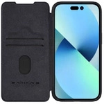 Nillkin Qin Pro Leder-Klapphülle mit Kameraabdeckung für iPhone 15 Plus – Schwarz