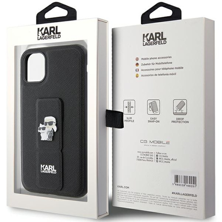 Karl Lagerfeld nakładka do iPhone 11 KLHCN61GSAKCPK HC GRIPSTAND SAFFIANO KC PINS czarna