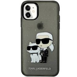 Original Handyhülle IPHONE 11 / XR Karl Lagerfeld Hardcase Gliter Karl&Choupette (KLHCN61HNKCTGK) schwarz