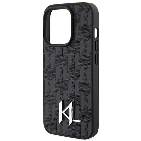 Karl Lagerfeld nakładka do iPhone 15 Pro Max 6,7" KLHCP15XPKLPKLK czarna HC Hot Stamp Monogram KL Metal Logo