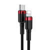 Baseus Cafule Cable wytrzymały nylonowy kabel przewód USB Typ C PD / Lightning 18W QC3.0 1m czarny-czerwony (CATLKLF-91)