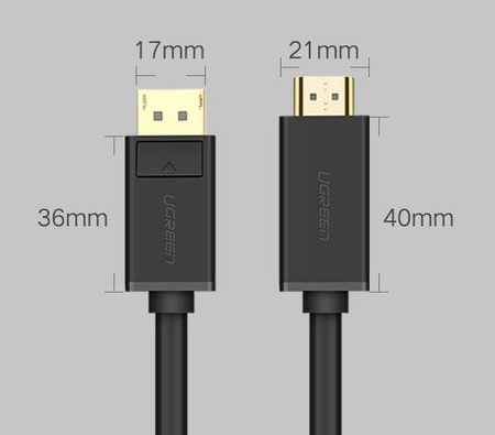 Ugreen kabel przewód HDMI - DisplayPort 4K 30 Hz 32 AWG 1,5 m czarny (DP101 10239)