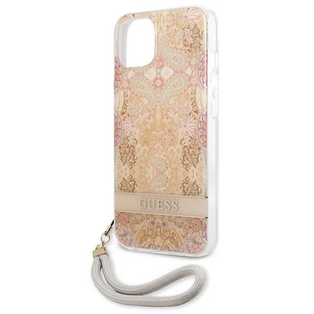 Schutzhülle IPHONE 13 MINI Guess Hardcase Flower Strap (GUHCP13SHFLSD) gold