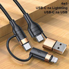 Kabel 60W 1.2m PD Fast Charge USB + USB-C - USB-C + Lightning Usams U62 SJ483USB01 (US-SJ483) czarny