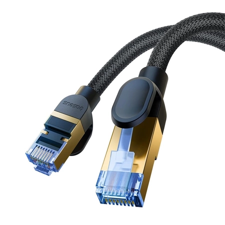 Baseus szybki kabel internetowy RJ45 cat.7 10Gbps 5m pleciony czarny