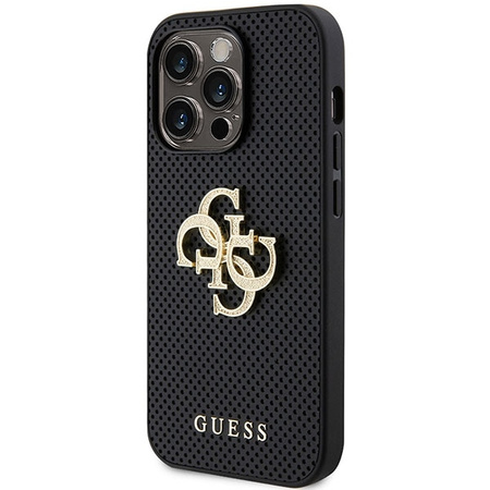 Etui Guess Perforated 4G Glitter do iPhone 15 Pro - czarne