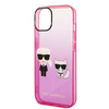 Oryginalne Etui IPHONE 14 PLUS Karl Lagerfeld Hardcase Gradient Ikonik Karl & Choupette (KLHCP14MTGKCP) różowe