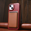 iCarer CE Oil Wax Premium Leather Folio Case Leather Case for iPhone 14 Plus Flip Magnetic MagSafe red (AKI14220707-RD)