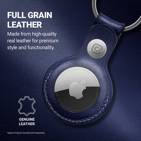 Crong Leather Case with Key Ring – Skórzany brelok do Apple AirTag (granatowy)