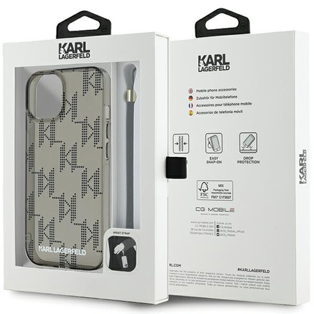 Karl Lagerfeld KLHCP15SHKDPNSK iPhone 15 / 14 / 13 6.1" czarny/black hardcase IML Mono KL Pattern & Cord