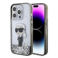 Karl Lagerfeld Liquid Glitter Ikonik Hülle für iPhone 15 Pro – transparent