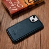 iCarer Leather Oil Wax case covered with natural leather for iPhone 14 Plus blue (WMI14220719-BU)