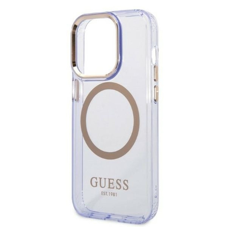 Guess GUHMP14LHTCMU iPhone 14 Pro 6.1&quot; purple/purple hard case Gold Outline Translucent MagSafe