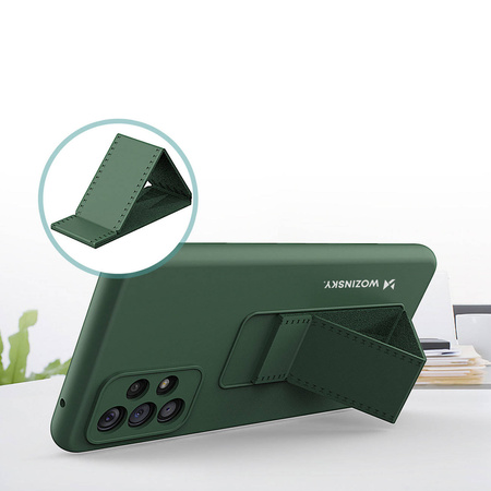 Wozinsky Kickstand Case silikonowe etui z podstawką etui Samsung Galaxy A73 granatowe