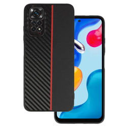 Tel Protect CARBON Case do Xiaomi Redmi Note 11 Pro/Note 11 Pro 5G Czarny z czerwonym paskiem