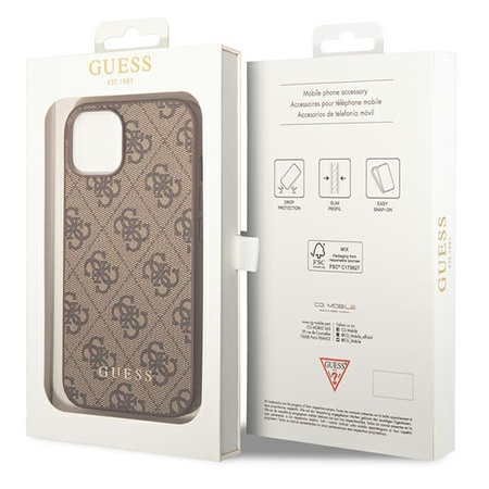 Guess GUHCP14MG4GFBR iPhone 14 Plus 6.7 &quot;brown / brown hard case 4G Metal Gold Logo