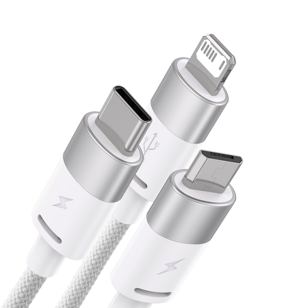 Baseus StarSpeed 1-for-3 Fast Charging Data Cable USB to M+L+C 3.5A 1.2m White