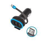 Forever ładowarka samochodowa CC-02 2x USB 3A czarna z kablem microUSB 0,2 m