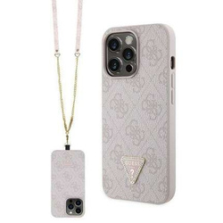 Oryginalne Etui IPHONE 13 PRO Guess Hardcase Crossbody 4G Metal Logo (GUHCP13LP4TDSCPP) różowe