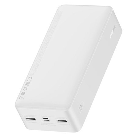 Baseus Bipow Powerbank mit Display 30000mAh 15W weiß (Overseas Edition) + USB-A - Micro USB Kabel 0,25m weiß (PPBD050202)