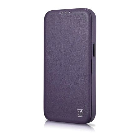 iCarer CE Premium Leather Folio Case iPhone 14 Magnetic Flip Leather Folio Case MagSafe Dark Purple (WMI14220713-DP)