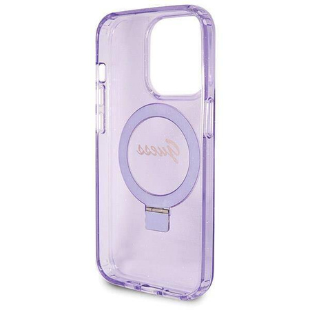 Original Case IPHONE 14 PRO Guess Hardcase Ring Stand Script Glitter MagSafe (GUHMP14LHRSGSU) purple