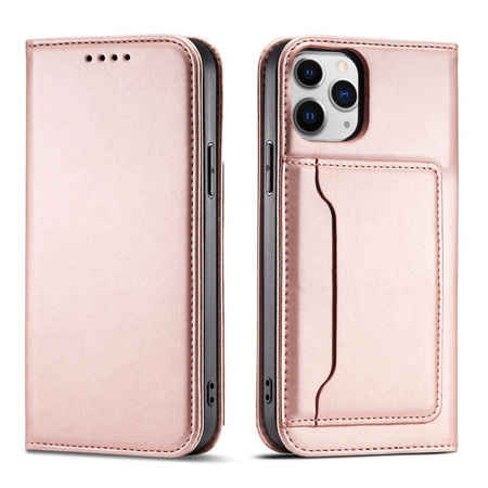 Magnet Card Case for iPhone 12 cover card wallet card stand pink