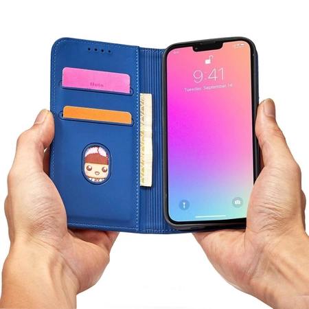 Magnet Card Case case for iPhone 14 Pro flip cover wallet stand blue