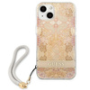 Schutzhülle IPHONE 13 MINI Guess Hardcase Flower Strap (GUHCP13SHFLSD) gold