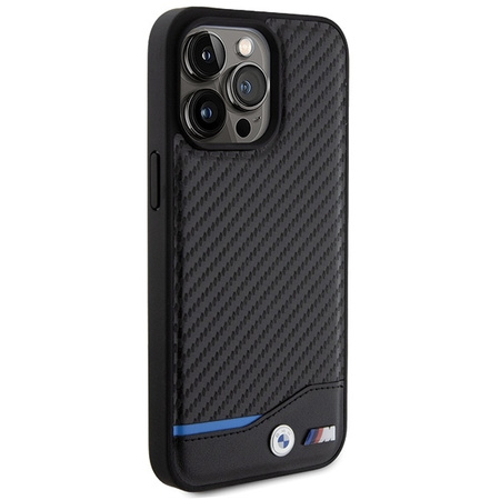 BMW Leder-Carbon-Hülle für iPhone 15 Pro Max – Schwarz