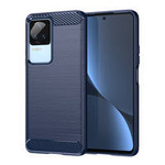 Carbon Case etui Xiaomi Poco F4 5G elastyczny silikonowy karbonowy pokrowiec niebieskie