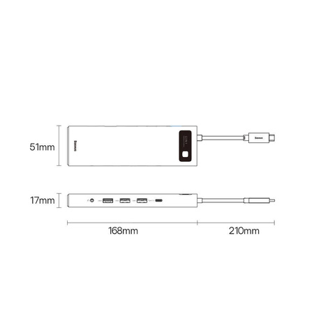 Baseus Metal Gleam Multifunktions-HUB USB Typ C 12in1 HDMI / DP / USB Typ C / Miniklinke 3,5 mm / RJ45 / SD (WKWG020213)