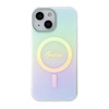 Original Case APPLE IPHONE 15 Guess Hardcase IML Iridescent MagSafe (GUHMP15SHITSQ) turquoise