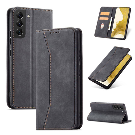 Magnet Fancy Case für Samsung Galaxy S23 Ultra Flip Cover Wallet Stand schwarz