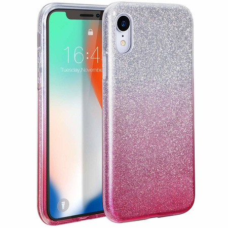 Etui IPHONE 13 PRO Brokat Glitter srebrno-różowe