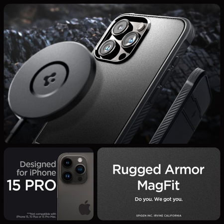 Spigen RUGGED ARMOR MAG MAGSAFE IPHONE 15 PRO MATTSCHWARZ