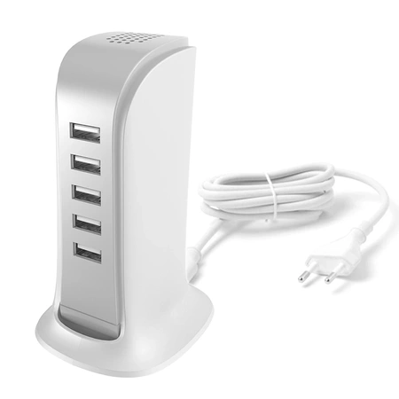 Dudao 5x USB-Ladegerät mit integriertem EU-Stromkabel weiß (A5EU)