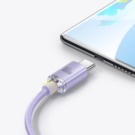 Baseus Crystal Shine Series Fast Charging Data Cable USB to Type-C 100W 1.2m Purple