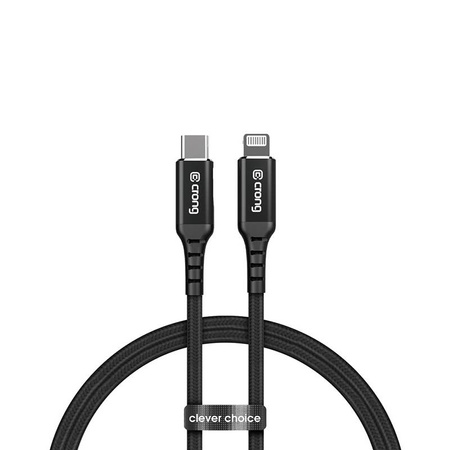 Crong Armor Link – Kabel MFi z USB-C na Lightning w oplocie 150cm (czarny)