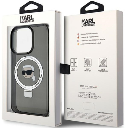 Karl Lagerfeld KLHMP15LHMRSKHK iPhone 15 Pro 6.1&quot; black/black hardcase Ring Stand Karl Head MagSafe