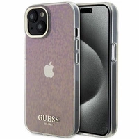 Etui Guess IML Faceted Mirror Disco Iridescent do iPhone 15 - różowe