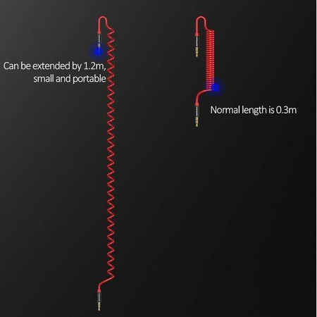 USAMS Adapter Spring audio jack 3,5mm -3,5mm 1,2m czerwony/red SJ256YP02 (US-SJ256)