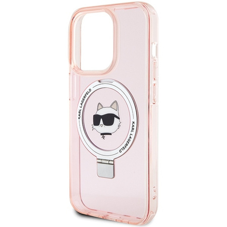 Karl Lagerfeld KLHMP15LHMRSCHP iPhone 15 Pro 6.1&quot; pink/pink hardcase Ring Stand Choupette Head MagSafe