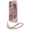 Guess IML Flowers With Pearl Strap MagSafe - Etui iPhone 16 (różowy)