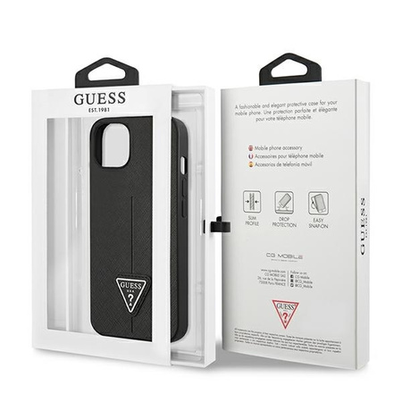 Guess GUHCP13SPSATLK iPhone 13 mini 5,4 &quot;black / black hardcase SaffianoTriangle Logo