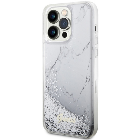 Guess GUHCP14XLCSGSGH iPhone 14 Pro Max 6.7" biały/white hardcase Liquid Glitter Marble