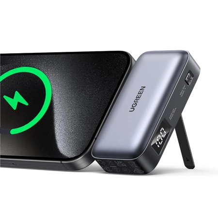 Powerbank Ugreen PB503 5000mAh z portem USB-C i zintegrowanym złączem USB-C - szary